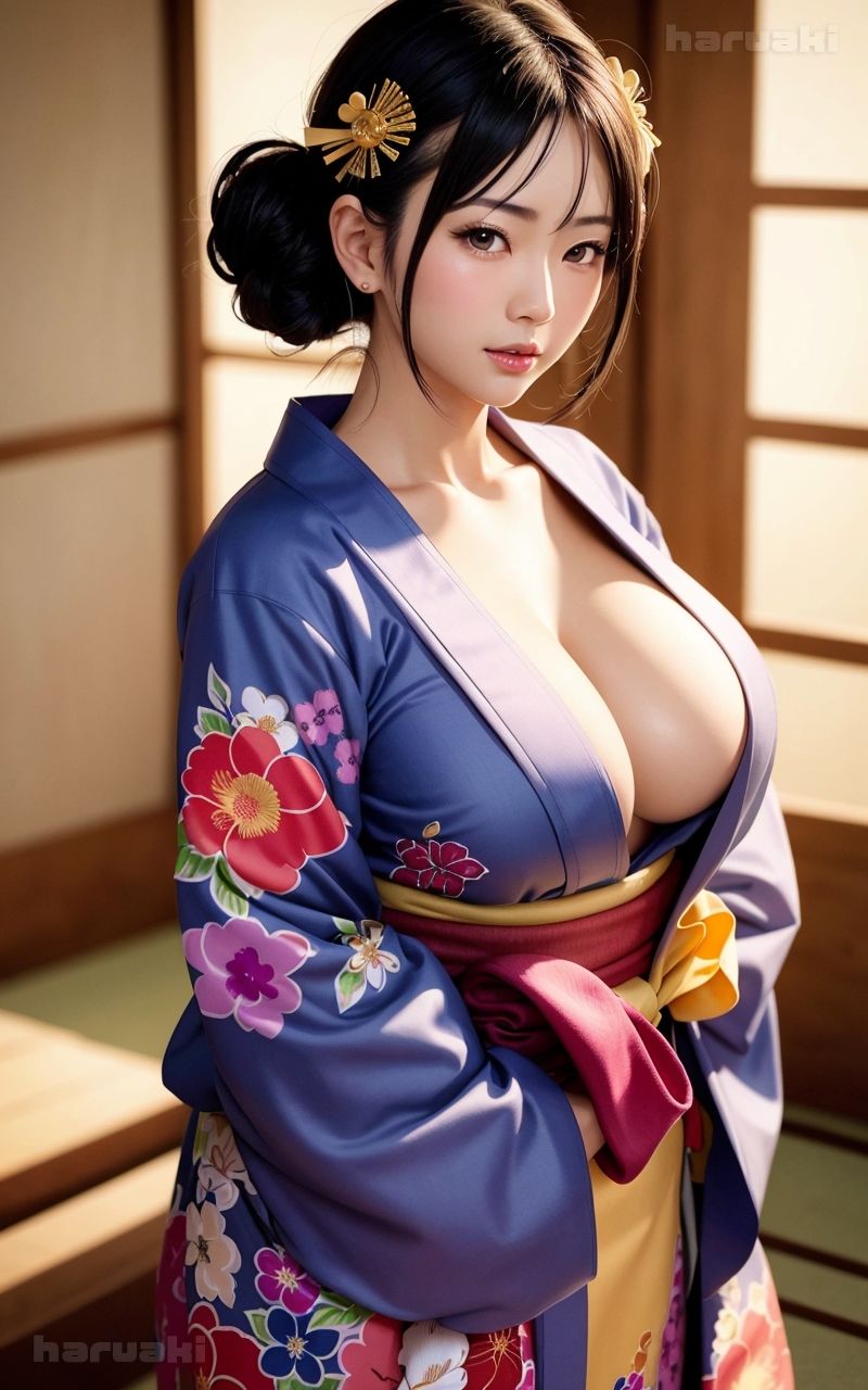 サンプル画像5:【AIグラビア巨乳美女写真集】Vol.15むっちり和服の天使さん(はるあき/AIart) [d_333988]