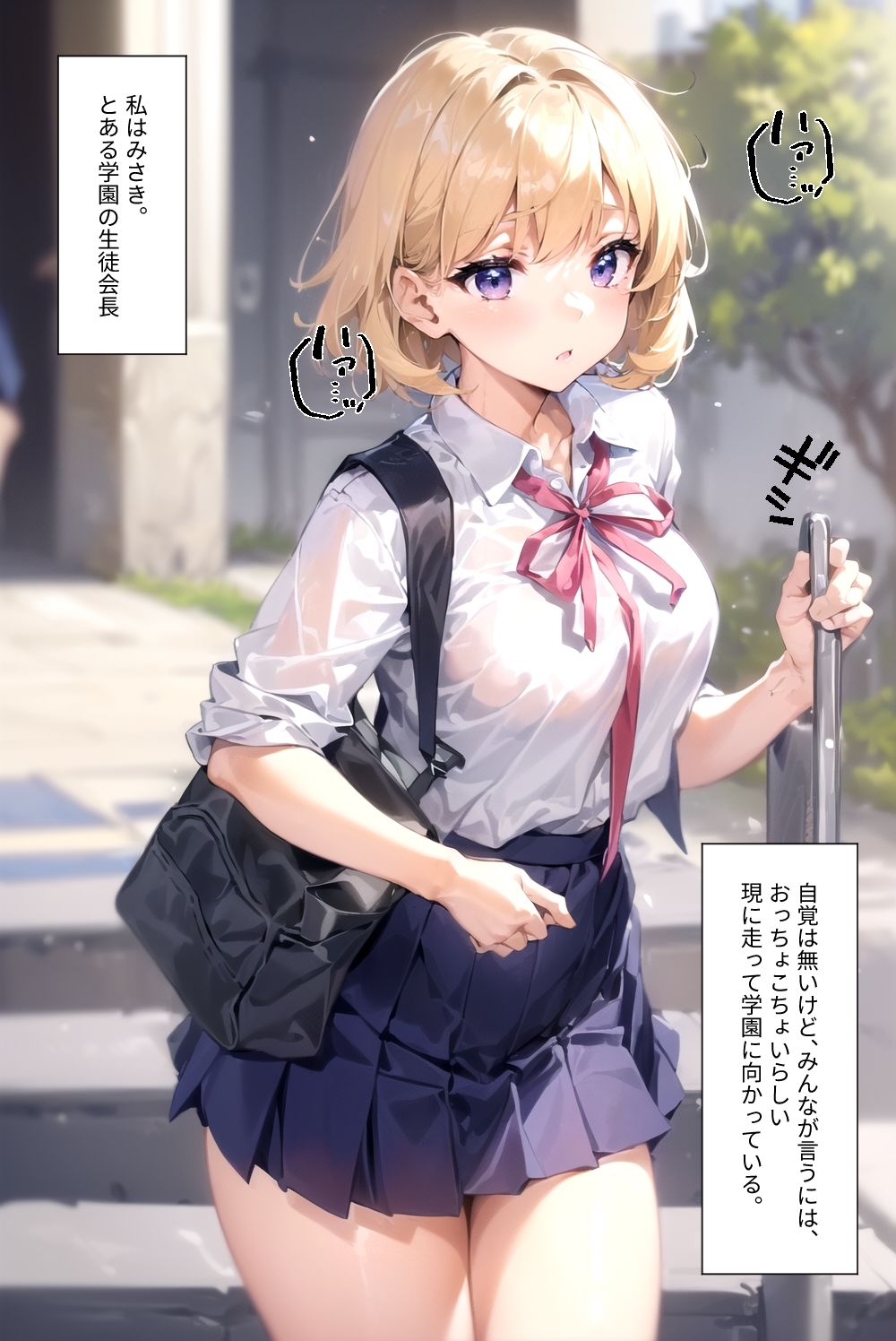 サンプル画像1:とある学園の生徒会長 〜ヤンキーにド変態調教されてドМ露出狂と化す〜(AIDREAM【Images】) [d_334012]