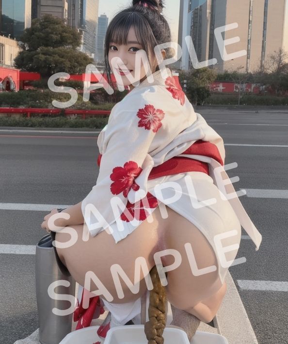 サンプル画像2:和服・振袖スカトロ！新成人女子のうんち(いなよ@アブAI) [d_334312]