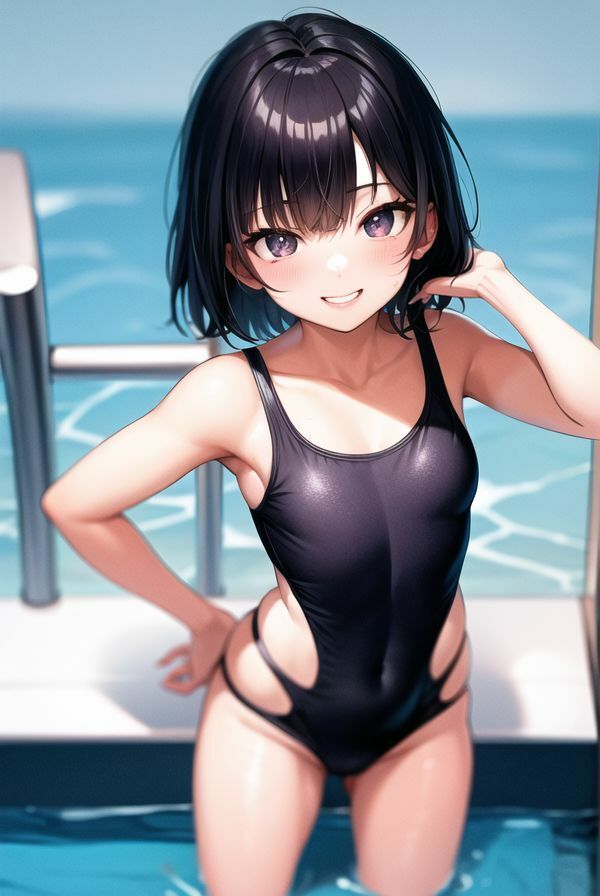 サンプル画像2:ドキドキ初体験！地元のプールでこっそり撮影会(二次元の華道) [d_334545]