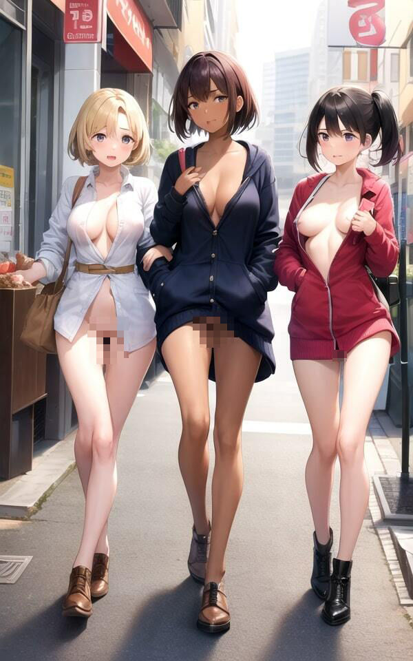 サンプル画像2:街中露出変態女子大生ちゃん(I LOVE AI) [d_334695]