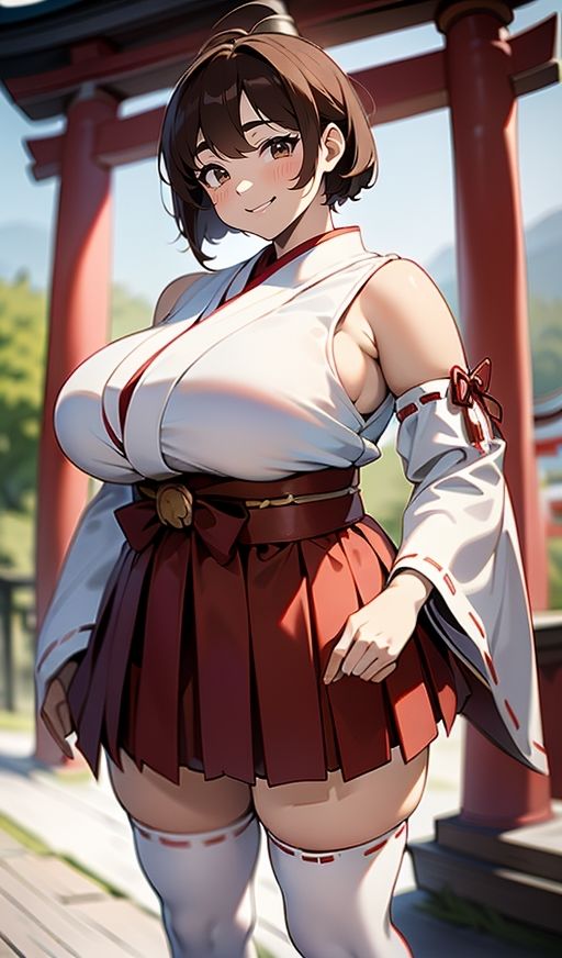 サンプル画像1:デカ乳むち巫女さんの神をも恐れぬ絶対領域！(ムチムチ堂本舗) [d_334911]