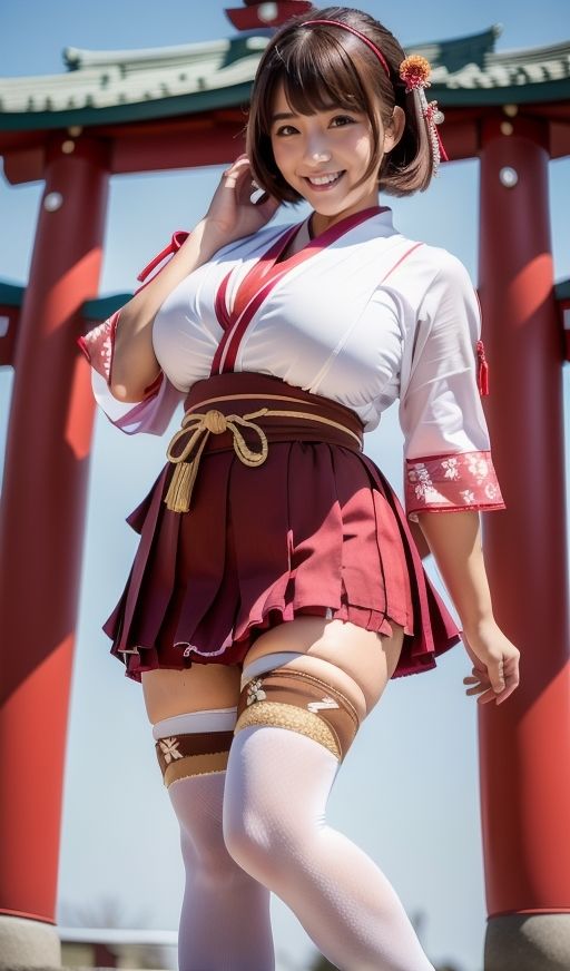 デカ乳むち巫女さんの神をも恐れぬ絶対領域！