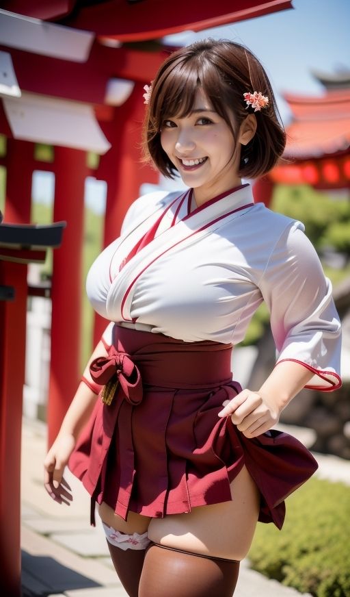 デカ乳むち巫女さんの神をも恐れぬ絶対領域！