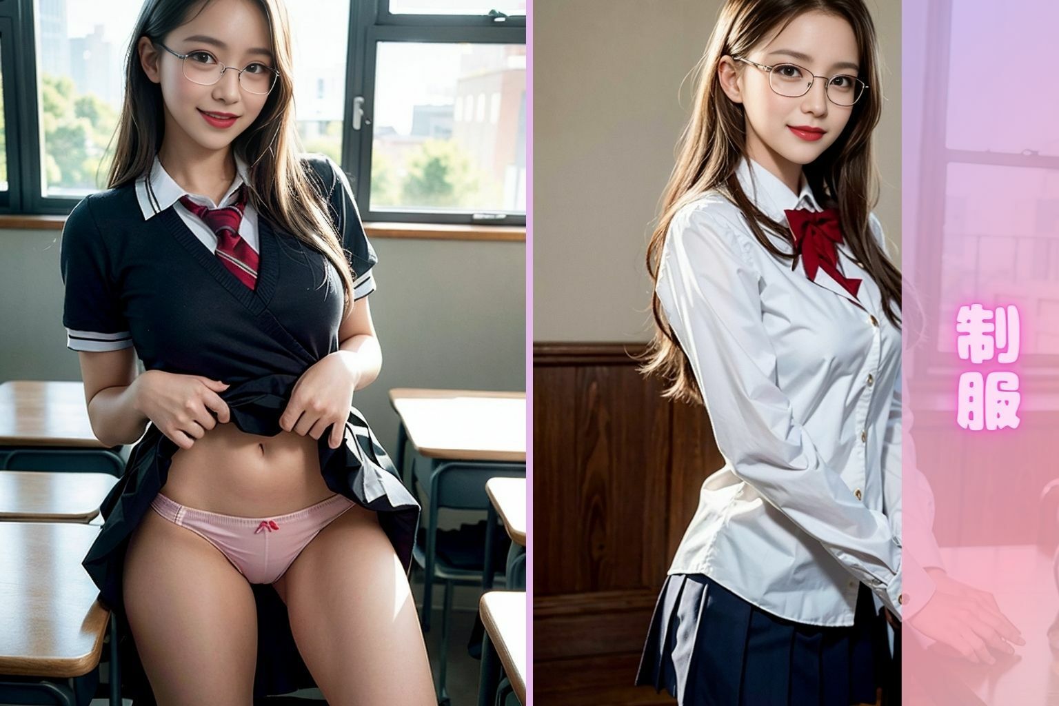 サンプル画像2:【300枚】クラス1真面目なメガネ娘(AI美女画像作成所) [d_335126]