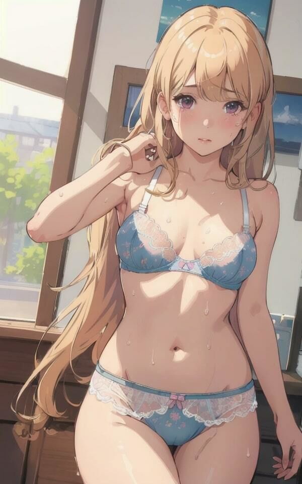 サンプル画像1:下着姿で誘惑 金髪美女 20才の美女集めました(妄想AI) [d_335230]