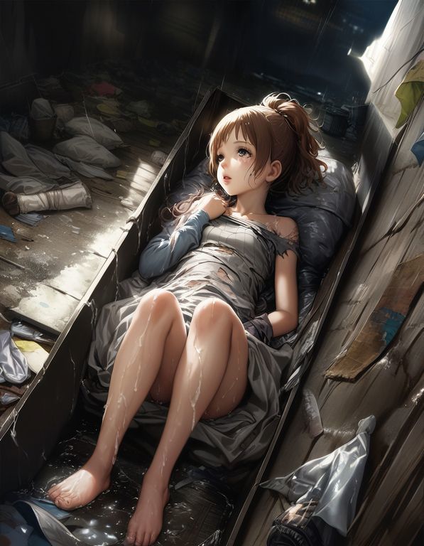 サンプル画像1:都市の裏側路地裏に捨てられた少女(べいくり) [d_335274]