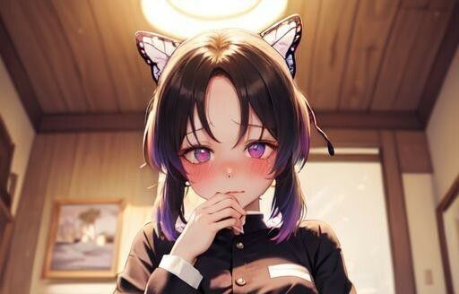 サンプル画像2:鬼滅の◯ 胡蝶し◯ぶみたいな女の子(縦軸と無花果) [d_335332]