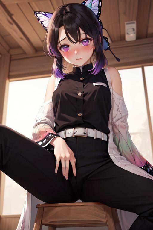 サンプル画像3:鬼滅の◯ 胡蝶し◯ぶみたいな女の子(縦軸と無花果) [d_335332]