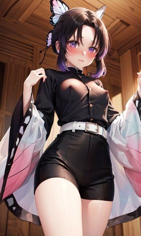 サンプル画像6:鬼滅の◯ 胡蝶し◯ぶみたいな女の子(縦軸と無花果) [d_335332]