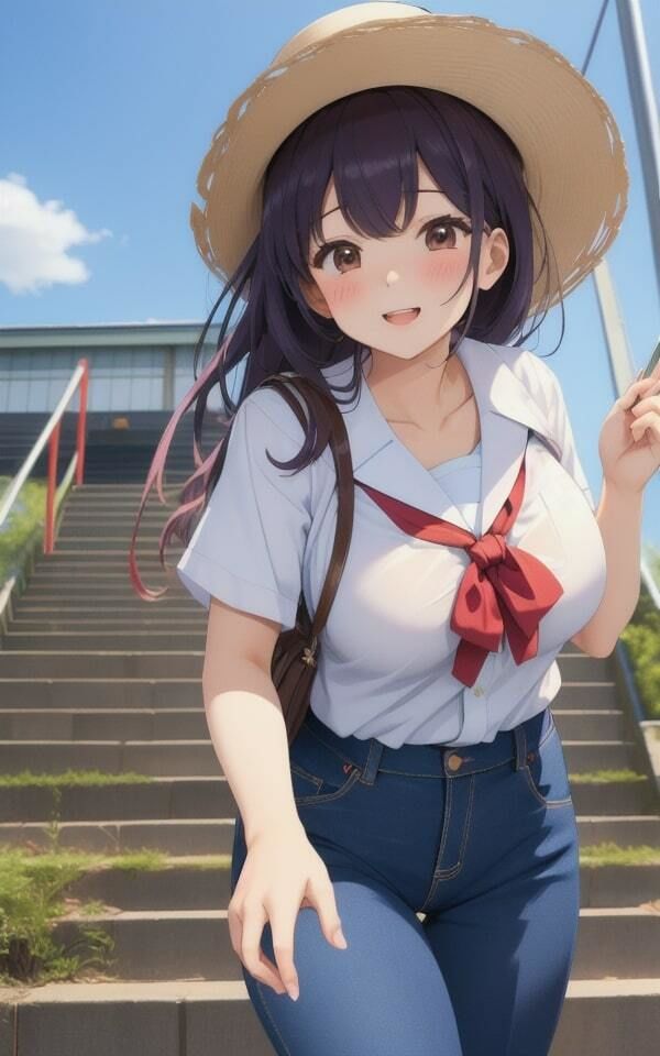 サンプル画像2:田舎町ではしゃぐ美女をリアル盗撮したら最高だった(最高のAI美女出版) [d_335414]