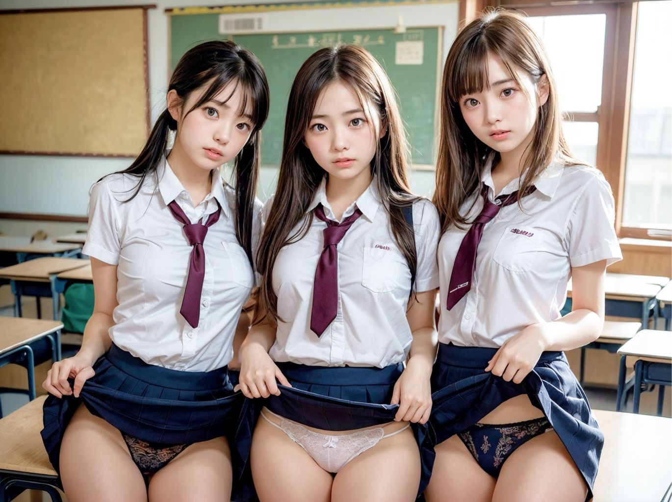 サンプル画像5:恥じらい女子校生ハーレム！教室で恥ずかしがりながらエッチしまくり！【超リアルCG集】(Penith) [d_335465]