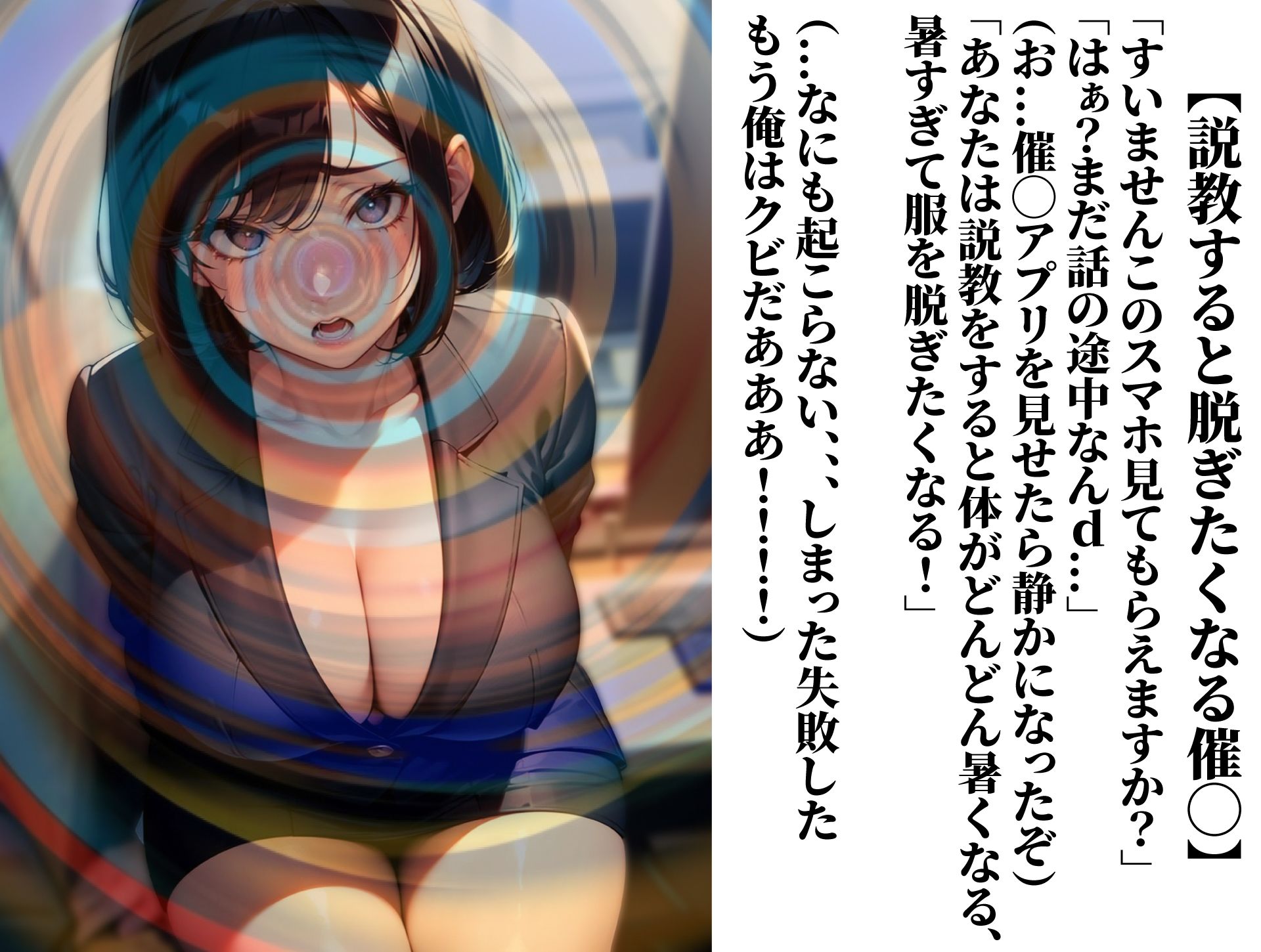 サンプル画像2:ムカつく巨乳女上司を催◯アプリで好き放題してみた(AIいらすとアダルトフリーギャラリー) [d_335469]