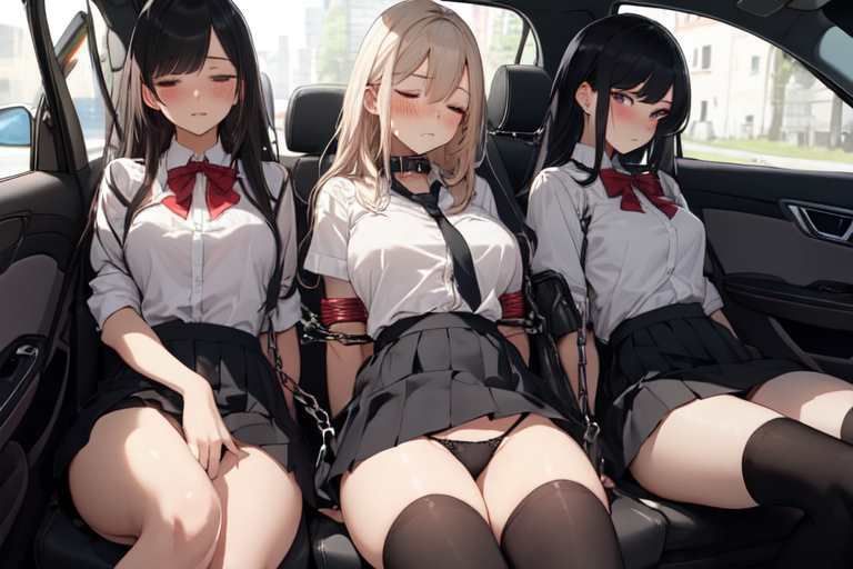 サンプル画像2:【微エロ】車内×女子●生（複数・睡眠・拘束アリ）【総枚数164枚】(満点星) [d_335477]