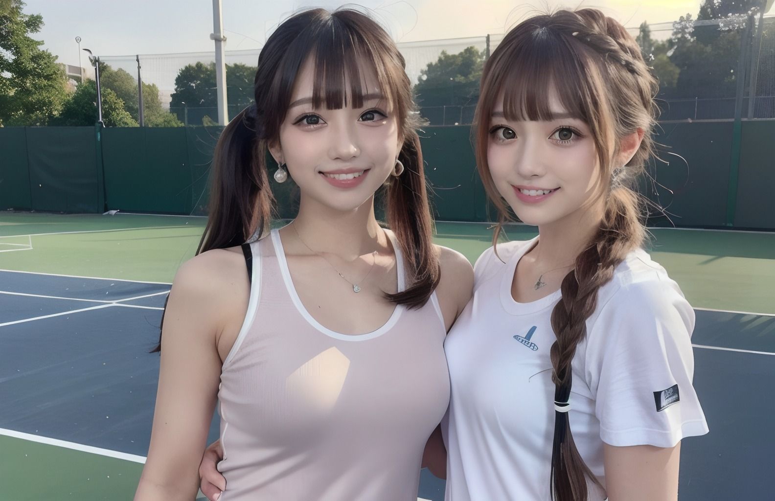 サンプル画像1:女子大生マル秘サークル〜テニス編(AIコスプレ美女) [d_335853]