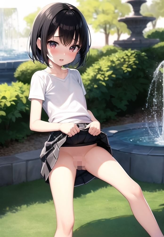 サンプル画像3:思春期の妹たちのスカートたくしあげ(二次元の華道) [d_335855]