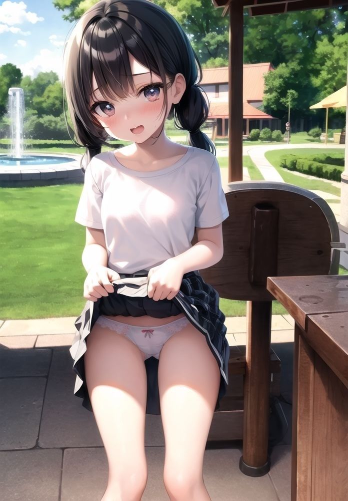 サンプル画像5:思春期の妹たちのスカートたくしあげ(二次元の華道) [d_335855]