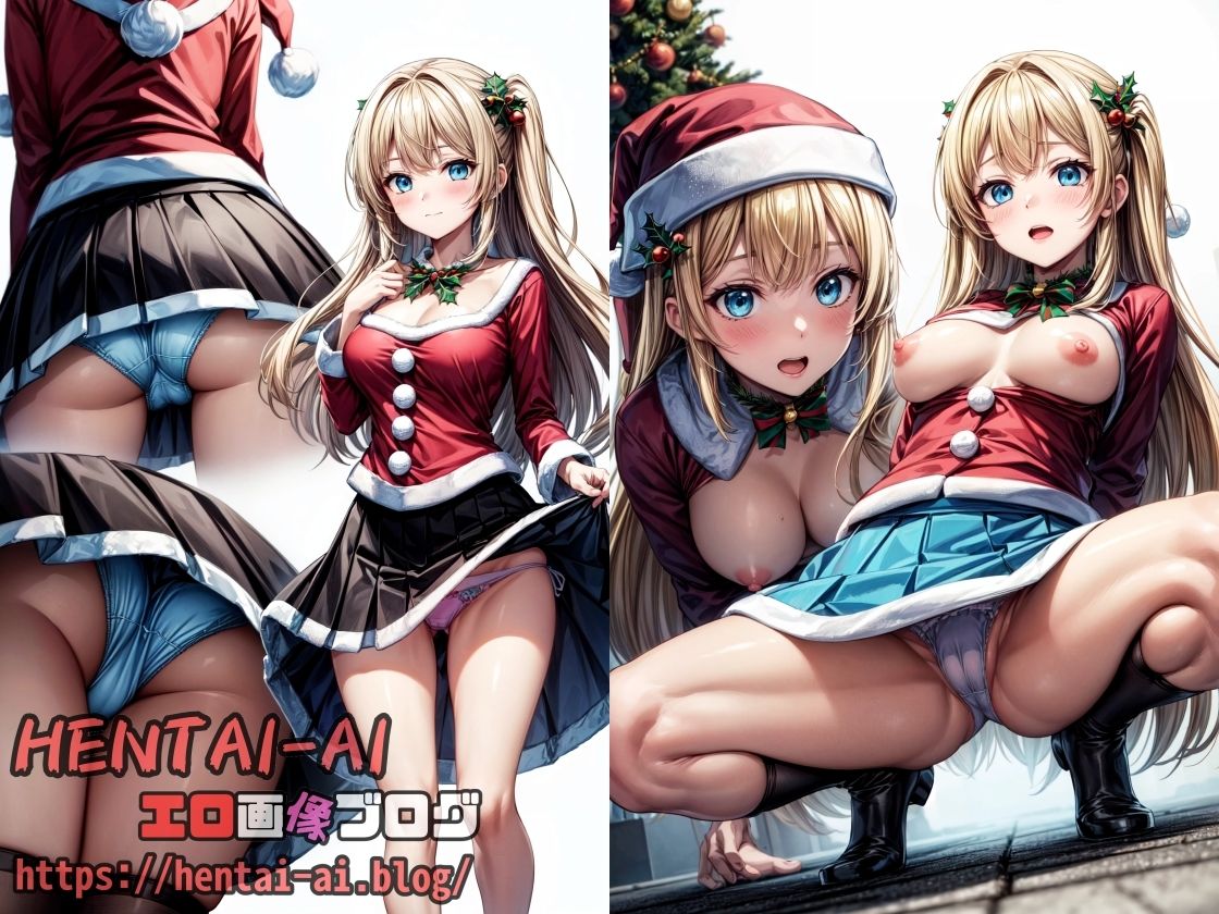 サンプル画像2:【特典パスワード付き】ミニスカサンタ娘パンチラCG集【2023年12月】(HENTAI-AI) [d_335992]