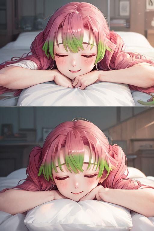 サンプル画像1:鬼滅の◯ 甘露寺蜜◯みたいな女の子(縦軸と無花果) [d_336092]