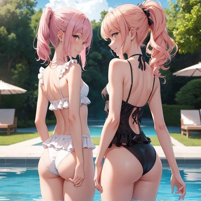 サンプル画像1:貧乳ふりふり水着ちゃんのおなにー(BMさん) [d_336571]