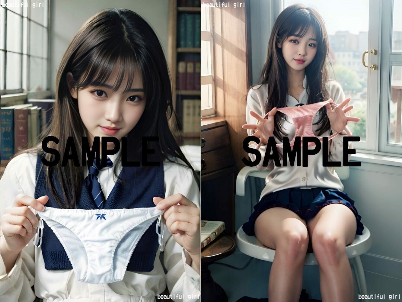 サンプル画像2:【オナニー音声付】図書館のアルバイト大学生に脱ぎたてパンティを見せてもらった(beautiful girl) [d_336763]