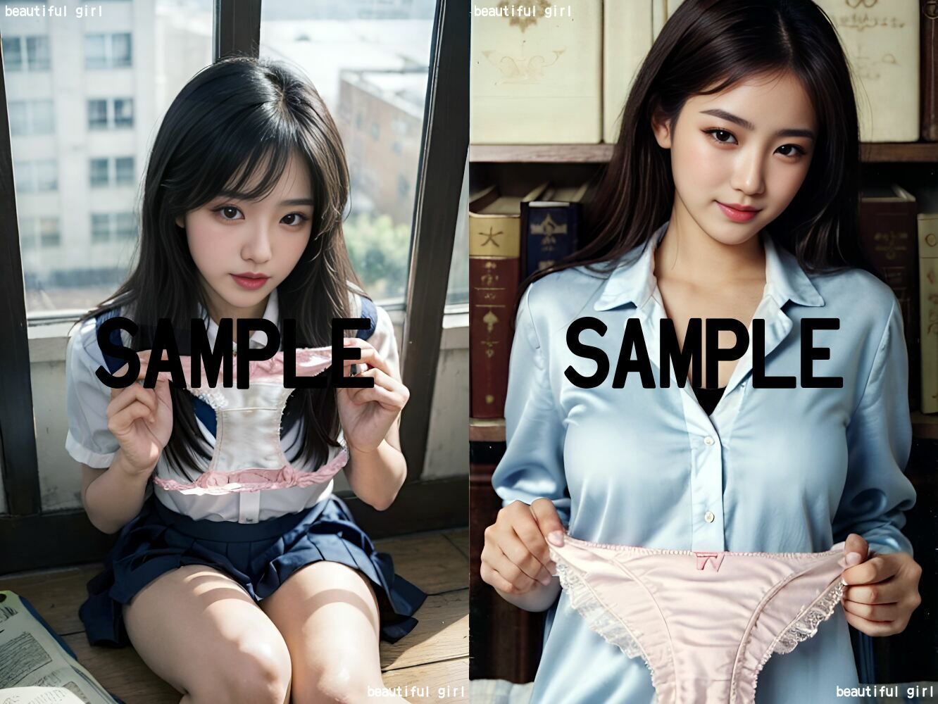 サンプル画像4:【オナニー音声付】図書館のアルバイト大学生に脱ぎたてパンティを見せてもらった(beautiful girl) [d_336763]