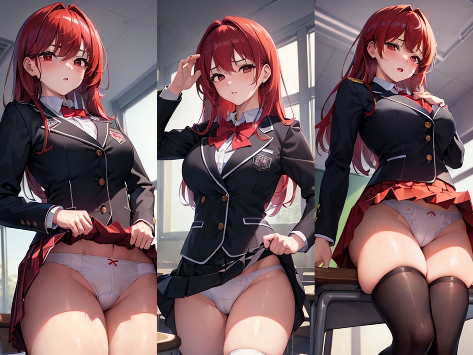 サンプル画像1:赤髪JKがパンツとノーパンおまんこと中出しアクメを見せてくれた(千草屋) [d_336899]