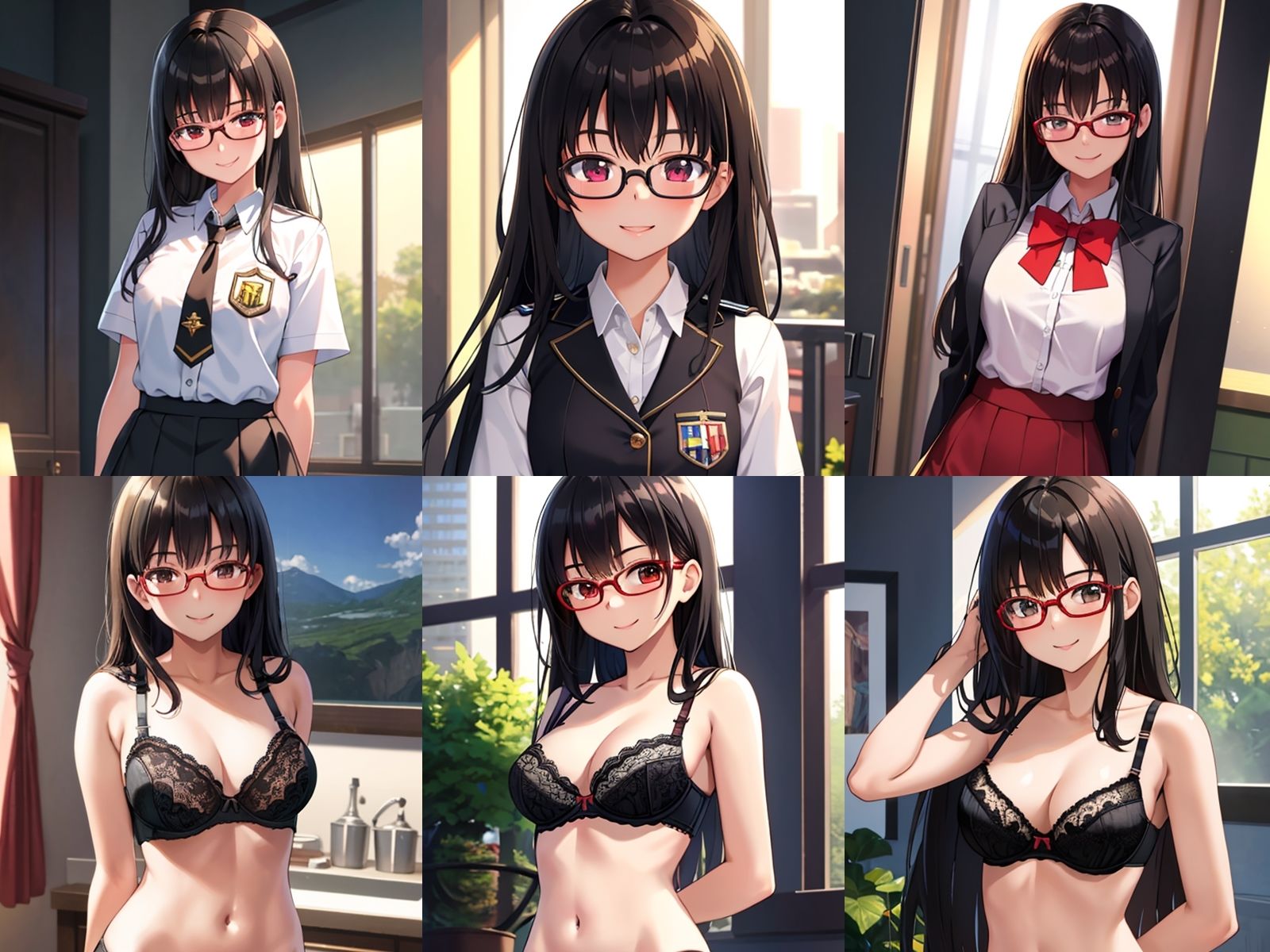 サンプル画像1:黒髪メガネっ娘JKが中出しセックスで孕みボテ腹になるまで(千草屋) [d_337200]