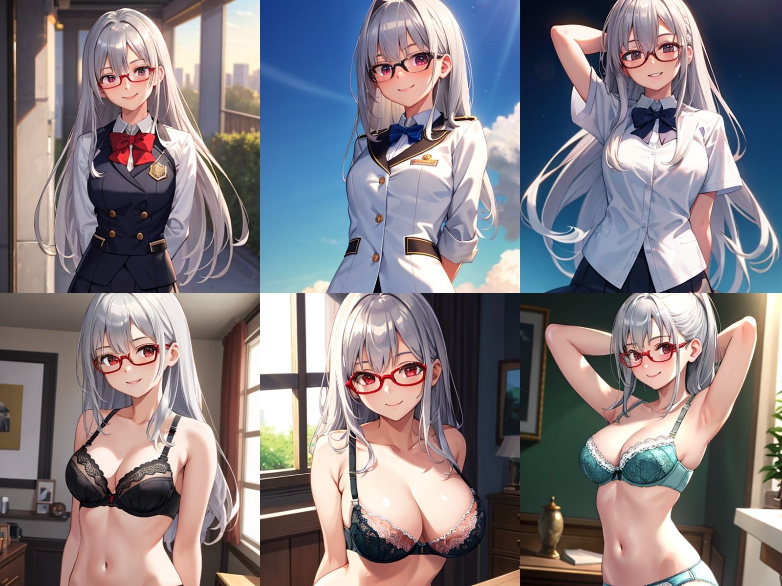 サンプル画像1:銀髪メガネっ娘JKが中出しセックスで孕みボテ腹になるまで(千草屋) [d_337202]