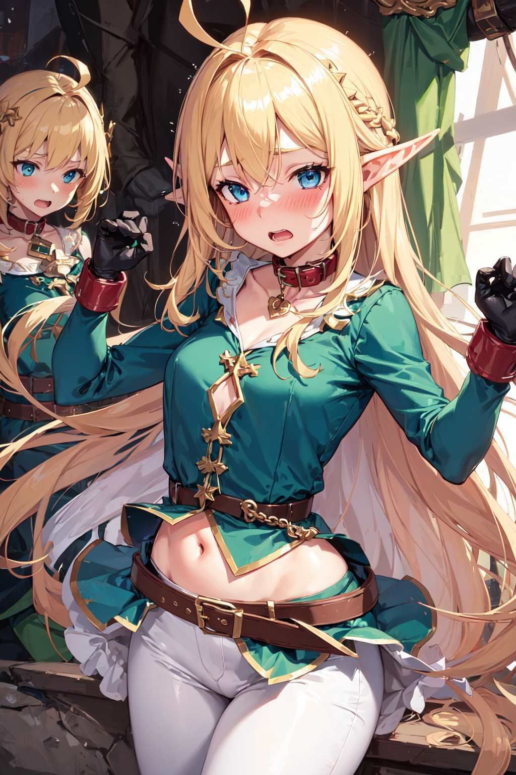 サンプル画像1:【微エロ】金髪ミニスカ貧乳エルフ（パンチラ・ミニスカ・首輪・敗北など）【総枚数208枚】(満点星) [d_337436]