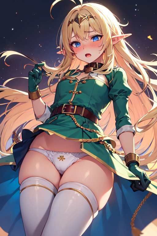 サンプル画像3:【微エロ】金髪ミニスカ貧乳エルフ（パンチラ・ミニスカ・首輪・敗北など）【総枚数208枚】(満点星) [d_337436]