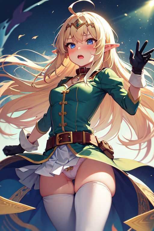 サンプル画像5:【微エロ】金髪ミニスカ貧乳エルフ（パンチラ・ミニスカ・首輪・敗北など）【総枚数208枚】(満点星) [d_337436]