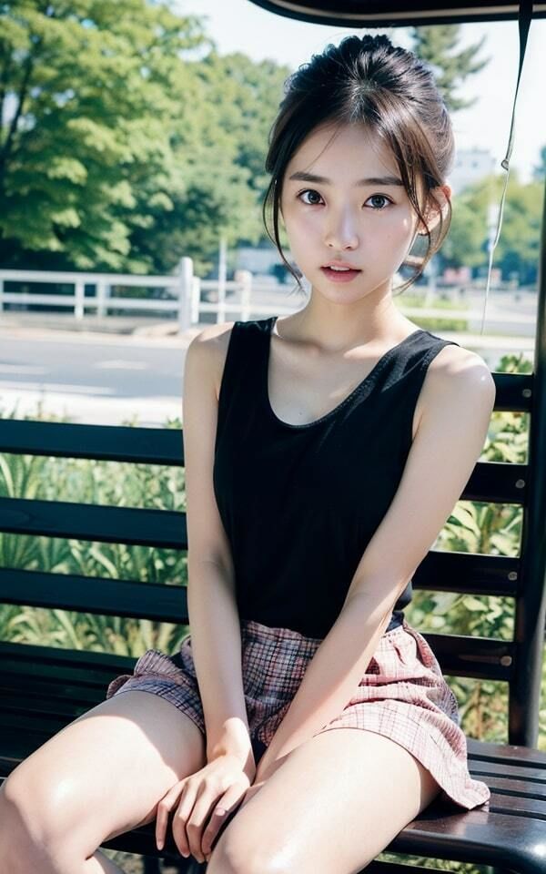 サンプル画像6:バス待ち全裸美女〜通学途中の女子大生〜(山と撫でシコシコ) [d_337635]