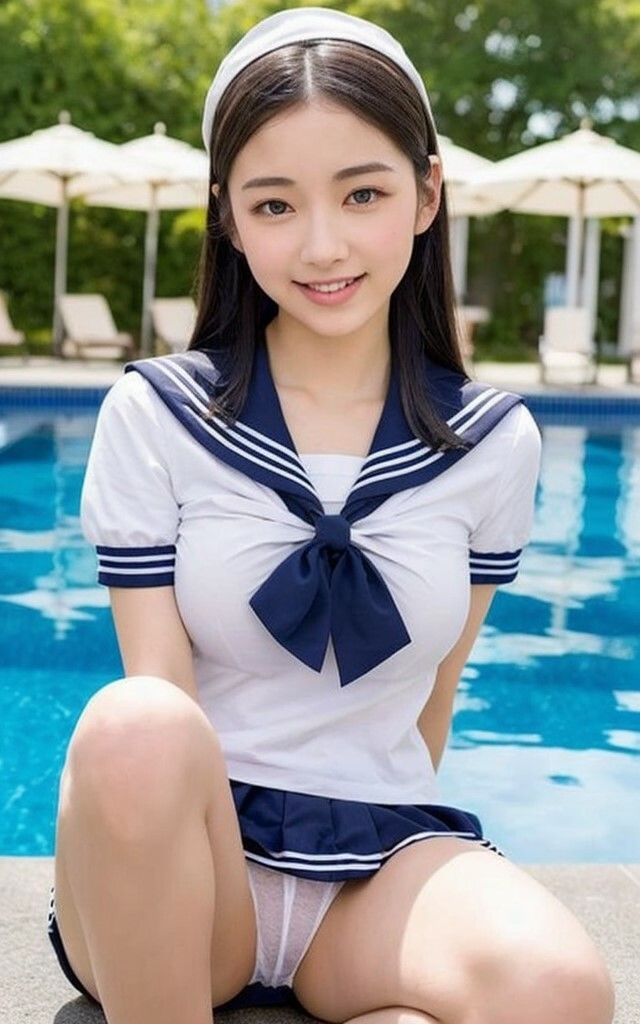 制服水着の美少女たち AIグラビア写真集 AI生成のサンプル画像 6