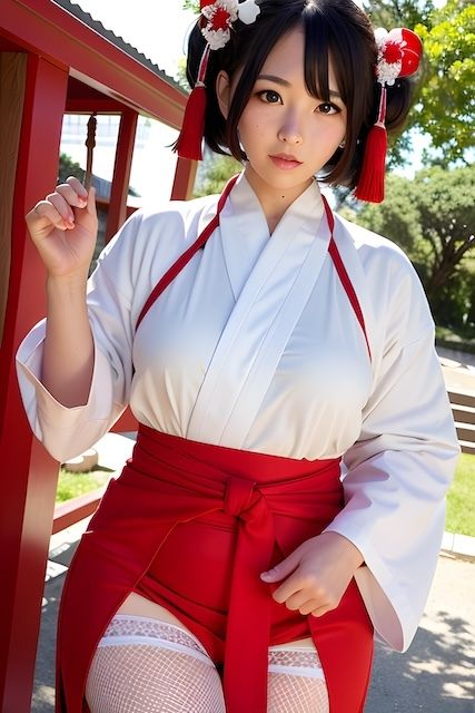 サンプル画像1:［AIグラビアイラスト集］ AI美少女図鑑 巫女 part.2(Delusional AI Workshop) [d_337738]