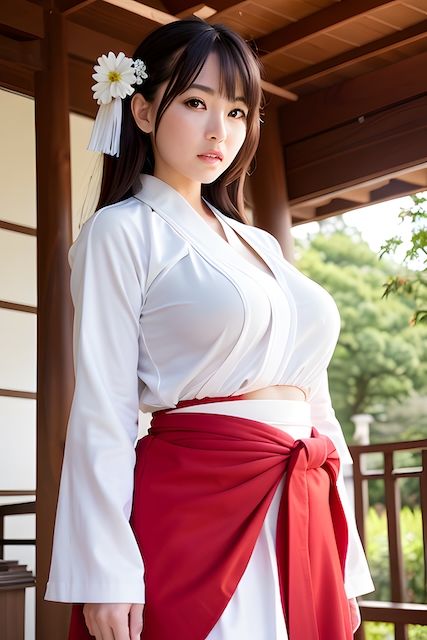 サンプル画像4:［AIグラビアイラスト集］ AI美少女図鑑 巫女 part.2(Delusional AI Workshop) [d_337738]