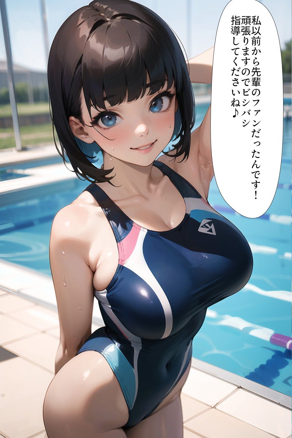 サンプル画像2:【セリフ付き】水泳部の後輩全員セフレ化計画(AI-beauty2.5) [d_337908]