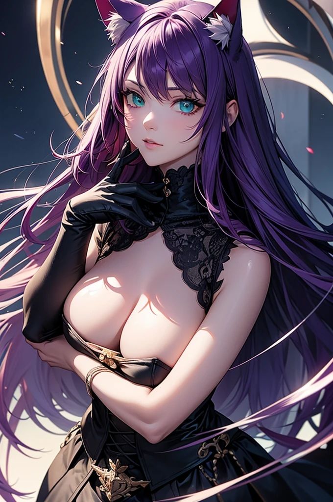 サンプル画像1:AIイラスト集 紫の妖艶なネコミミ美女(Ai-HOHOEMI) [d_338157]