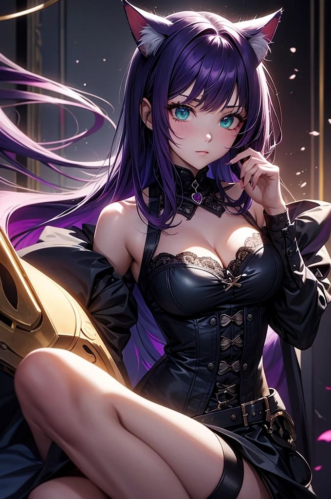 サンプル画像2:AIイラスト集 紫の妖艶なネコミミ美女(Ai-HOHOEMI) [d_338157]