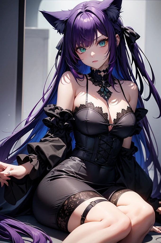 サンプル画像3:AIイラスト集 紫の妖艶なネコミミ美女(Ai-HOHOEMI) [d_338157]