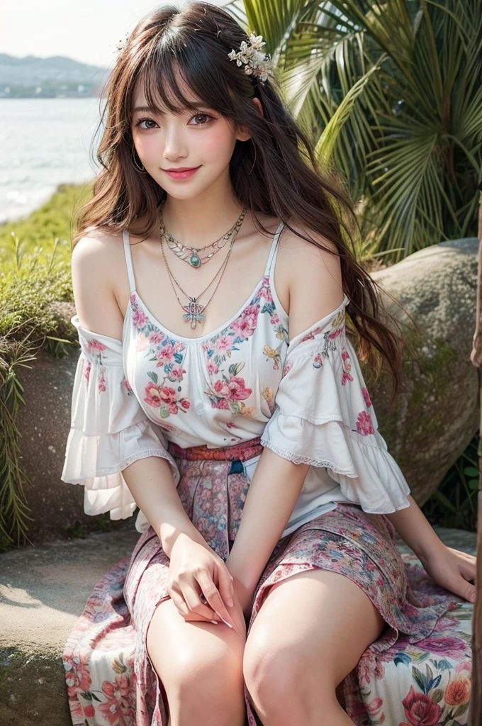 サンプル画像1:AI写真集 離島の花柄美女に誘われて(Ai-HOHOEMI) [d_338165]