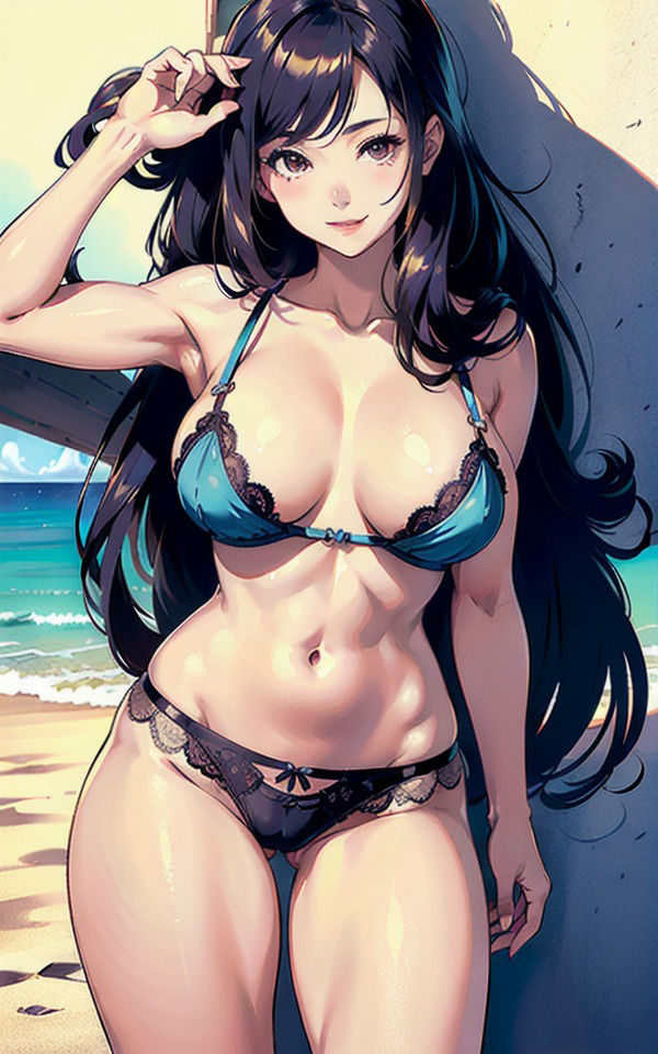 サンプル画像4:巨乳すぎる海辺の美女たちHな秘密(AI美女LABO.25) [d_338339]