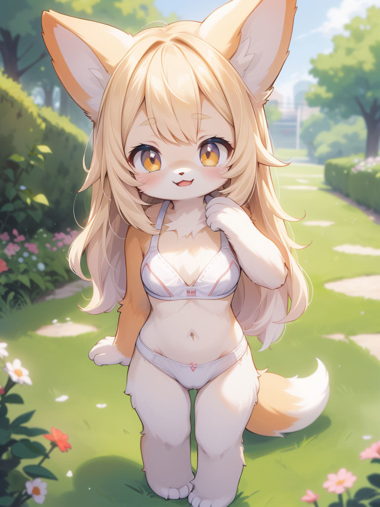 サンプル画像3:下着姿のケモ耳娘(AI Fairy) [d_338626]