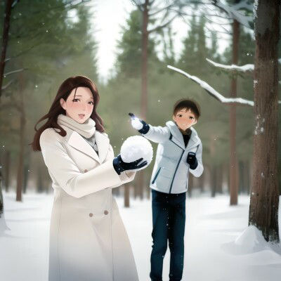 サンプル画像2:R18アート作品「冬・Winter: In the Early Morning Air」KnitMomのイラスト集(KnitMom) [d_338822]