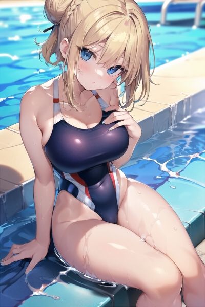 金髪巨乳の競泳水着の美女たちのサンプル画像 6