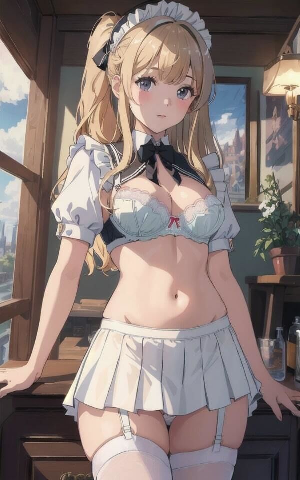 サンプル画像1:金髪美女 下着姿で妄想 メイド美女特集(美女あに) [d_339137]