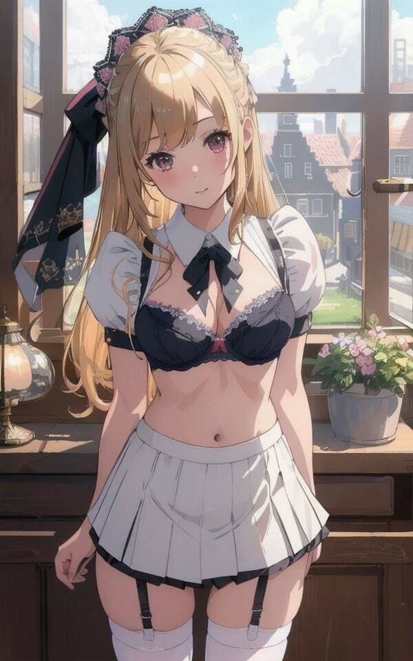 サンプル画像2:金髪美女 下着姿で妄想 メイド美女特集(美女あに) [d_339137]