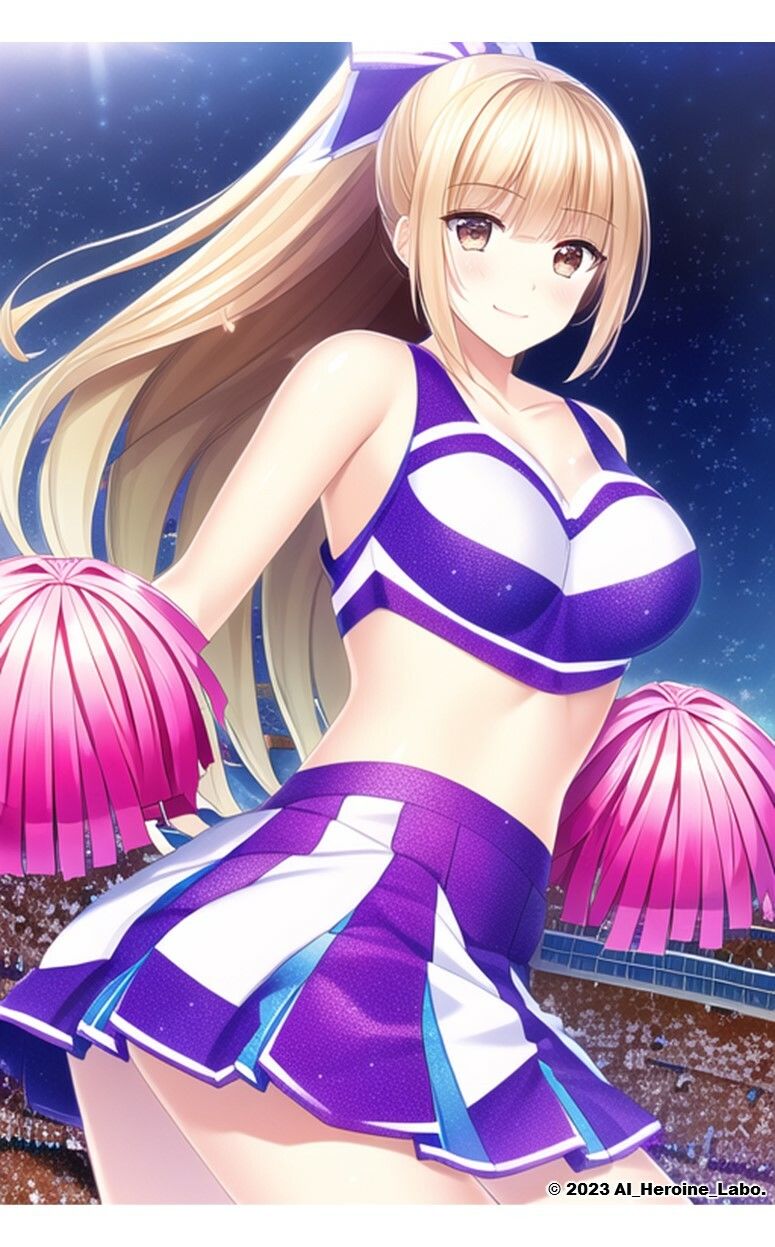 サンプル画像4:1つの呪文で生み出された100人のAI妄想美少女-3【夜のスタジアムの下乳チアガール編】(AIヒロイン研究会) [d_339981]