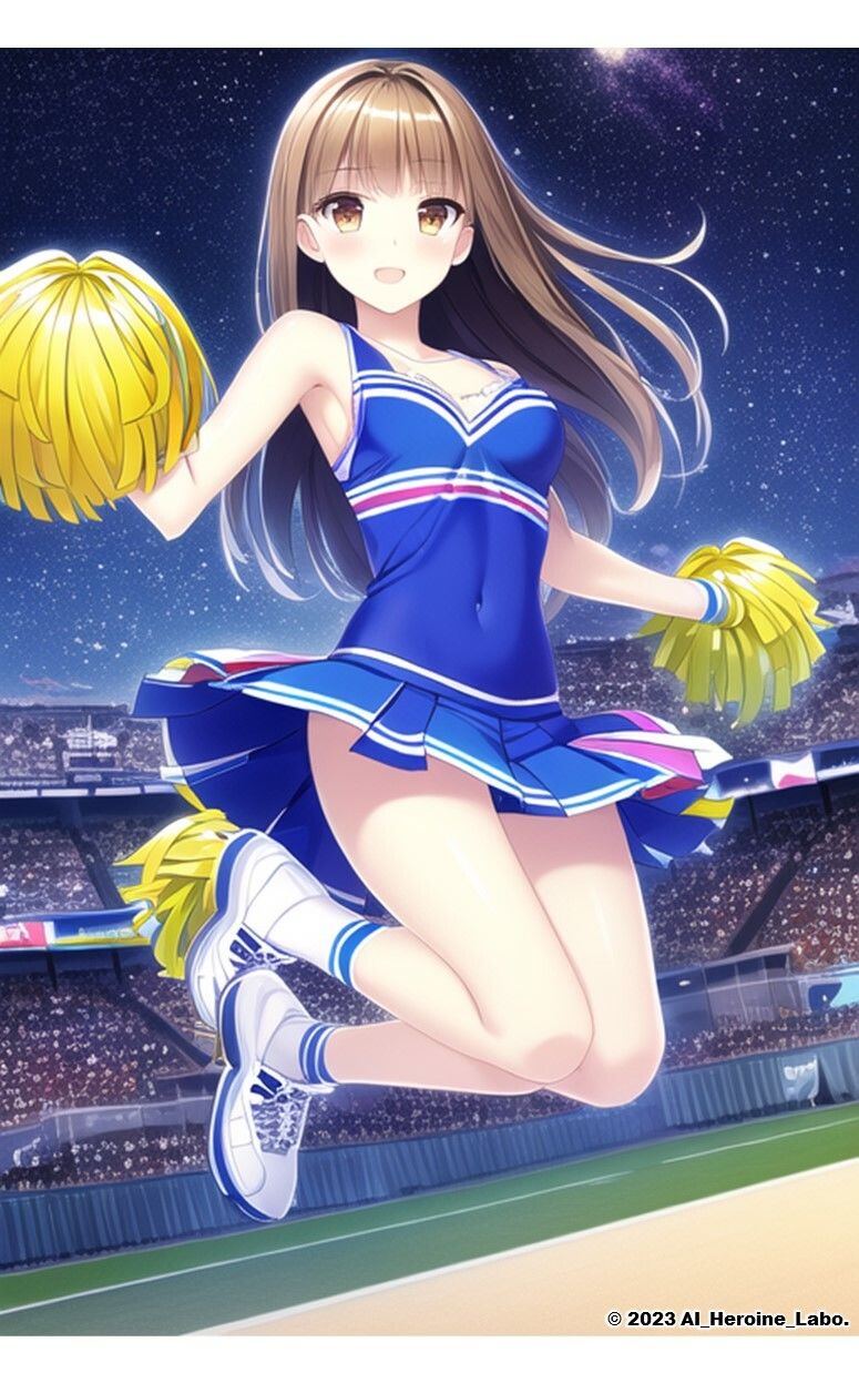 サンプル画像5:1つの呪文で生み出された100人のAI妄想美少女-3【夜のスタジアムの下乳チアガール編】(AIヒロイン研究会) [d_339981]