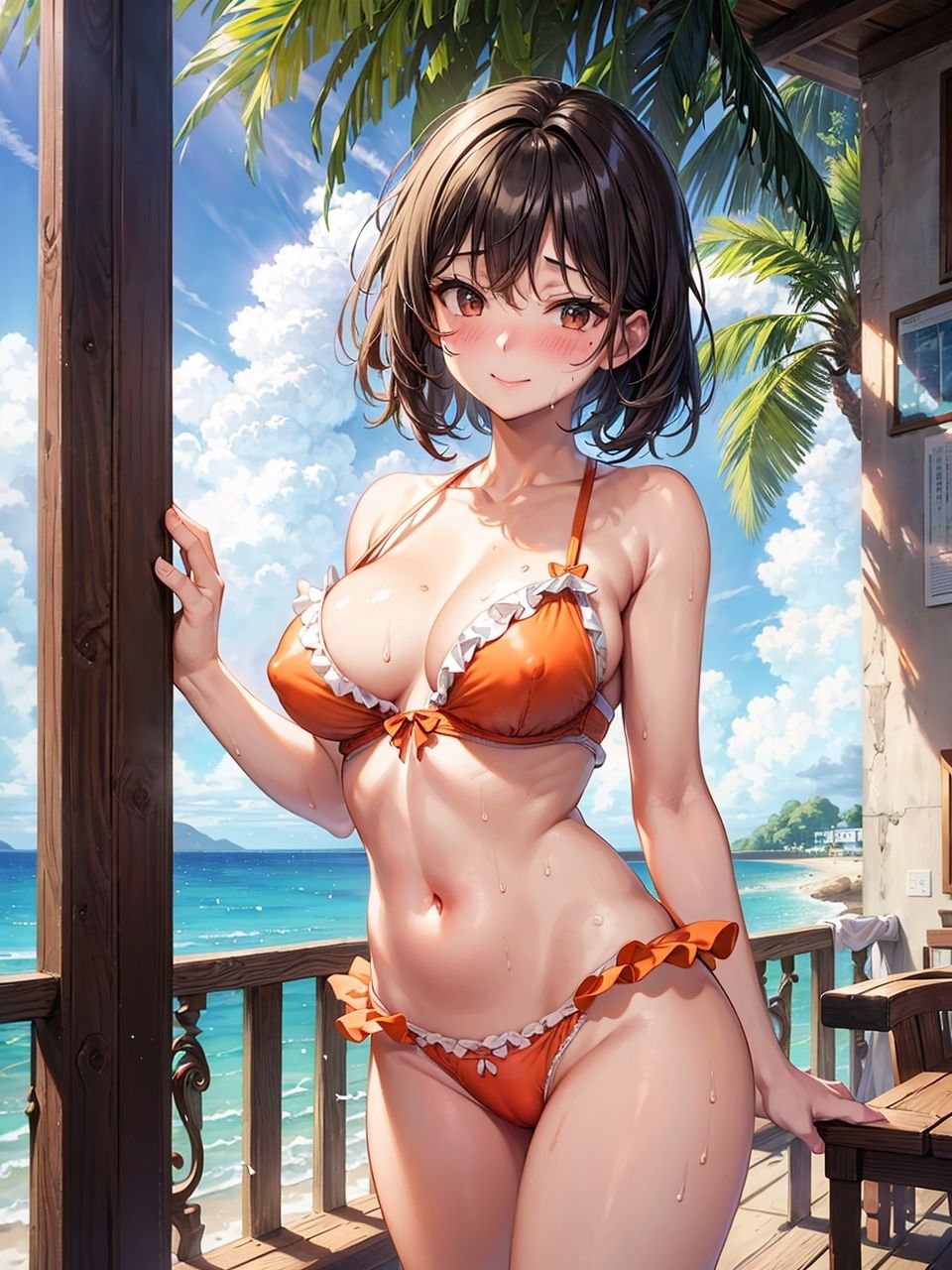 サンプル画像1:プライベートビーチでお母さんと二人きりのCG集(妄想サチュレーション) [d_340053]